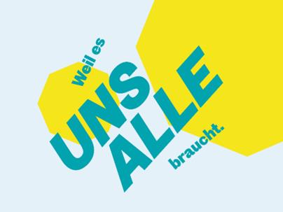 Logo der Stadt Münster mit dem Slogan "Weil es UNS ALLE braucht."